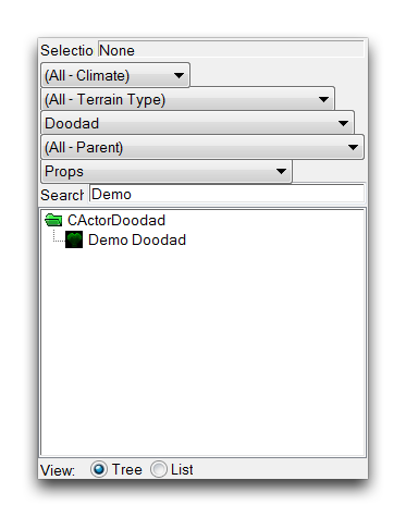 Doodads Palette Search Filters Use